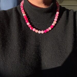 Vibrant Hot Pink Beaded Necklace